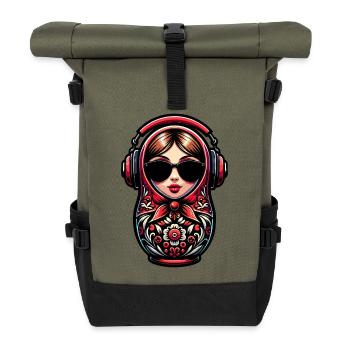 Russian Matroschka Musik Russland Russische - Rolltop Rucksack - Olive/Schwarz - Vorne