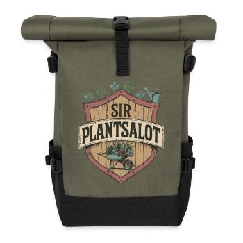 Vintage “SIR PLANTSALOT” Rustic Men Gardeners - Roll Top Backpack - olive/black - Front