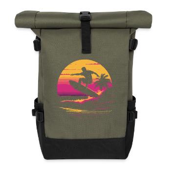 Surfeur des années 90 - Sac à dos roll top - olive/noir - Devant