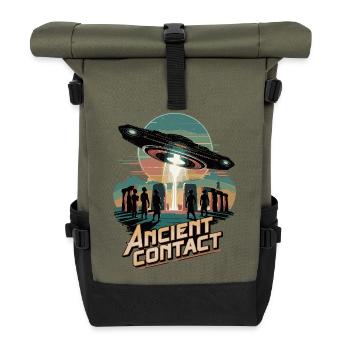 Uralte Astronauten-Begegnung mit Stonehenge UFO - Rolltop Rucksack - Olive/Schwarz - Vorne