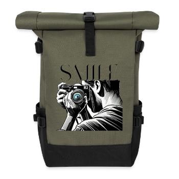 Camera Focus-Please Smile Design for Photographers - Roll Top Backpack - olive/black - Front