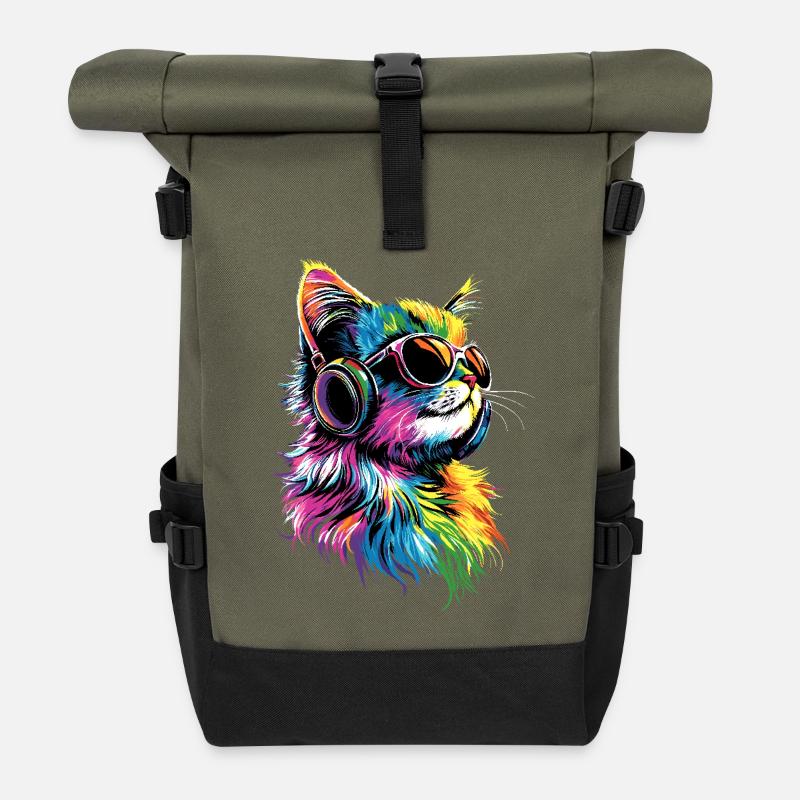 Chat Ragdoll Chat Ragdoll Chat Mignon Chats Ragdoll - Sac à dos roll top - olive/noir