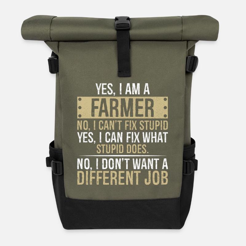 yes I am a Farmer no I can't fix stupid - Rolltop Rucksack - Olive/Schwarz