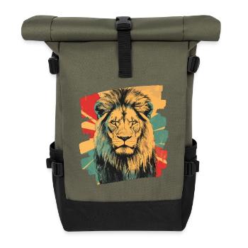Leo Rétro - Sac à dos roll top - olive/noir - Devant