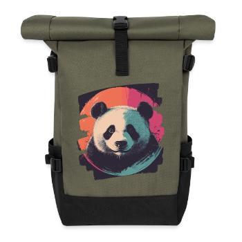 Panda Ours Rétro - Sac à dos roll top - olive/noir - Devant