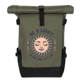Boho Sun Bohemian Spirituality Sun Face - Roll Top Backpack - olive/black - Front