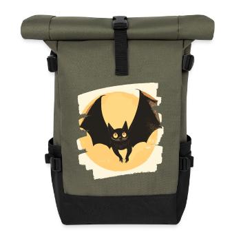 Chauve-souris rétro - Sac à dos roll top - olive/noir - Devant