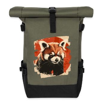 Petit panda - Sac à dos roll top - olive/noir - Devant