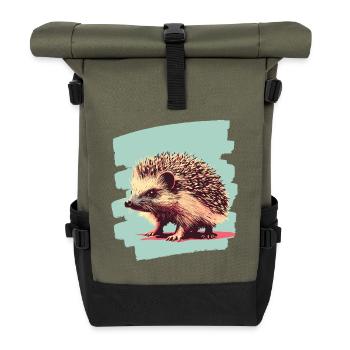 Hérisson - Sac à dos roll top - olive/noir - Devant