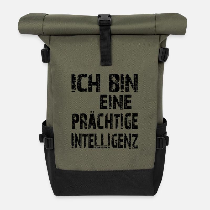 KI Spruch Ich bin eine prächtige Intelligenz - Rolltop Rucksack - Olive/Schwarz