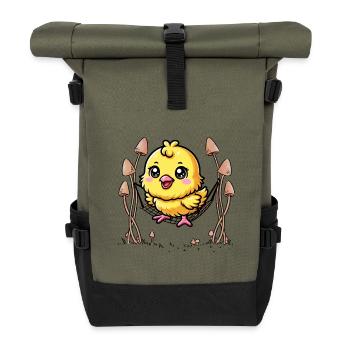 Hanging Out Chilling Hammock Chick Kids Child Baby - Roll Top Backpack - olive/black - Front