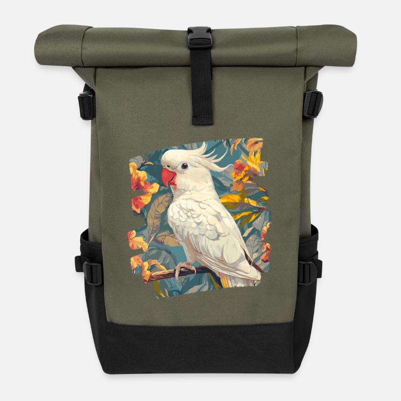 Cacatoès - Sac à dos roll top - olive/noir