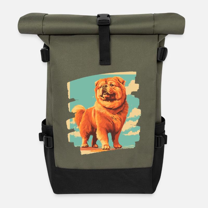 Chow Chow - Sac à dos roll top - olive/noir