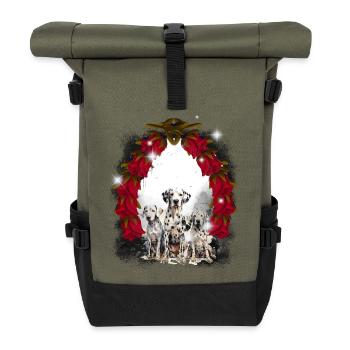 Hund Hunde Kinder Kind - Rolltop Rucksack - Olive/Schwarz - Vorne
