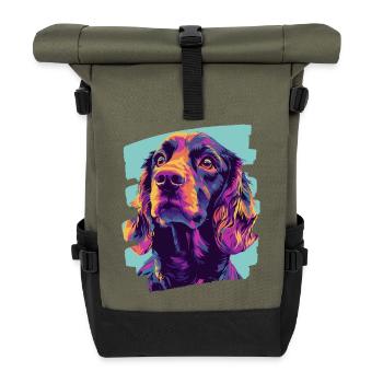 Cocker Spaniel - Sac à dos roll top - olive/noir - Devant