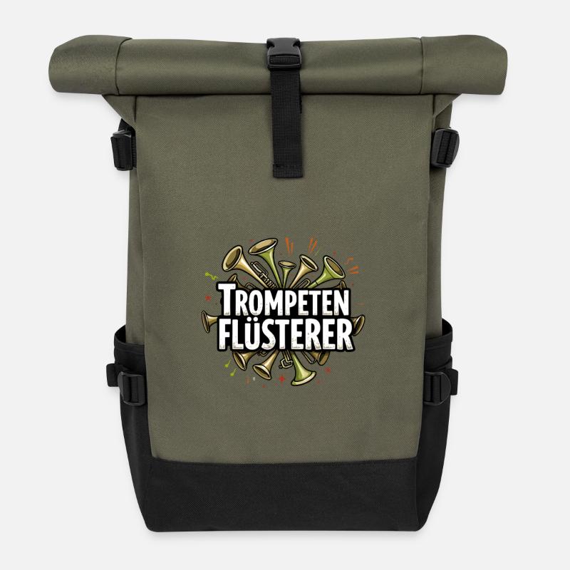 Trompeten Flüsterer Brass Band Marching Band - Rolltop Rucksack - Olive/Schwarz