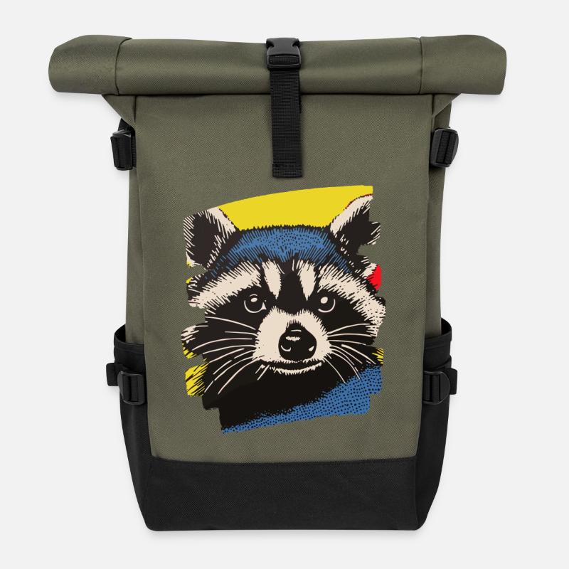 Raton laveur - Sac à dos roll top - olive/noir