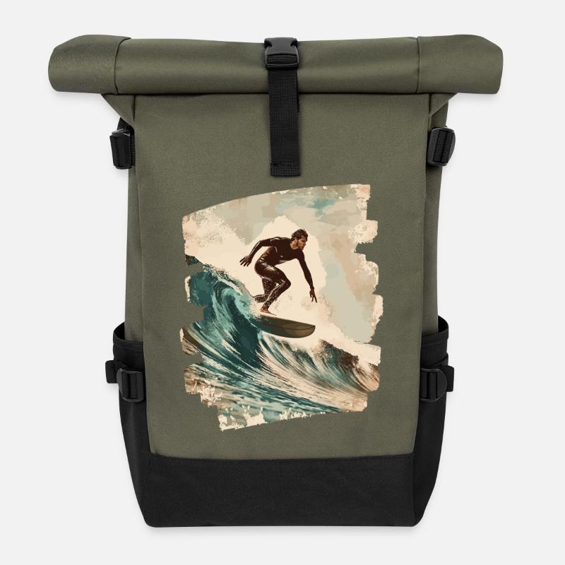 Surfer - Roll Top Backpack - olive/black