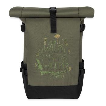 Wild Not Weed - Foraging Botanical Nature Art - Roll Top Backpack - olive/black - Front