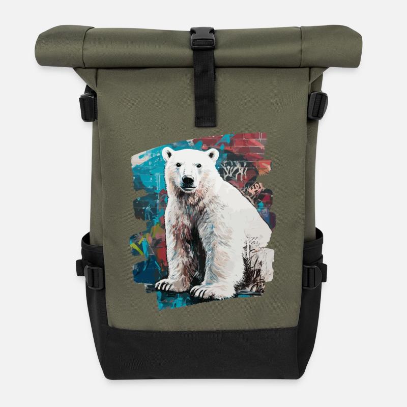 Eisbär Graffiti Sprayer - Rolltop Rucksack - Olive/Schwarz