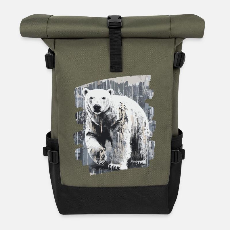 Eisbär Graffiti Sprayer - Rolltop Rucksack - Olive/Schwarz
