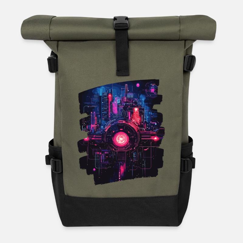 Cyberpunk Cyborg - Roll Top Backpack - olive/black