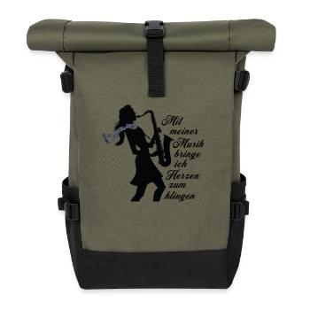 Mit meiner Musik bringe ich Herzen zum Klingen - Rolltop Rucksack - Olive/Schwarz - Vorne