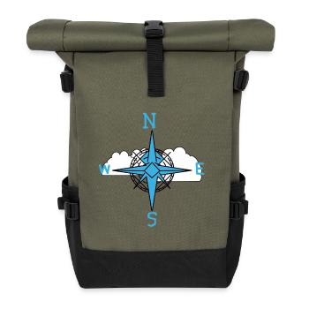 Clouds Sky Compass Direction - Roll Top Backpack - olive/black - Front