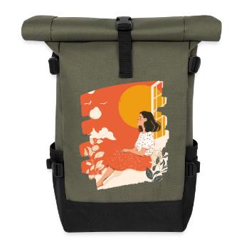 Relax Meditation Selfcare Me-Time - Roll Top Backpack - olive/black - Front