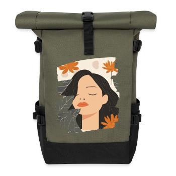 Relax Meditation Selfcare Me-Time - Roll Top Backpack - olive/black - Front