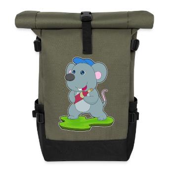 Mouse Bottle of Red Wine - Roll Top Backpack - olive/black - Front