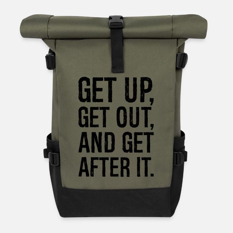 Steh auf, geh raus und mach dich an die Mühe - Rolltop Rucksack - Olive/Schwarz