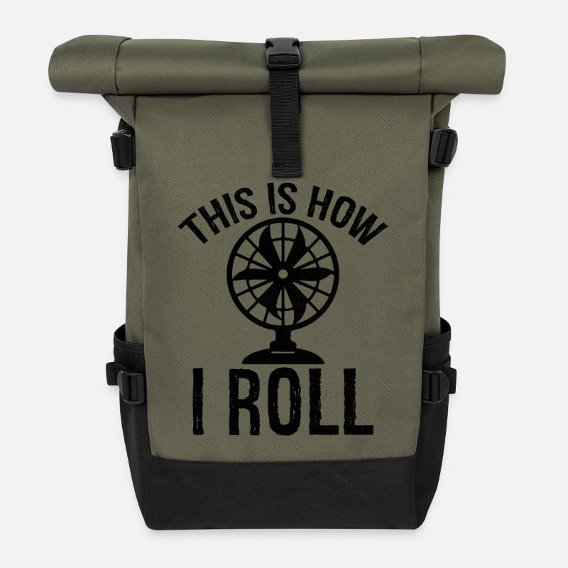 this is how I roll Table fan - Roll Top Backpack - olive/black