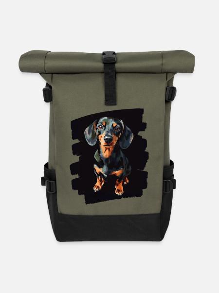 Dackel - Rolltop Rucksack - Olive/Schwarz