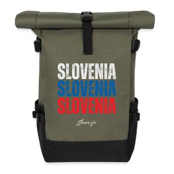 Flagge von Slowenien, slowenischer Stolz - Rolltop Rucksack - Olive/Schwarz - Vorne