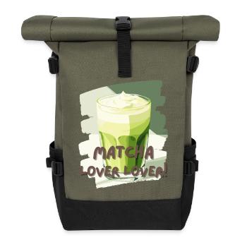 Matcha Lover Lover Matcha Latte Liebhaber Grüntee - Rolltop Rucksack - Olive/Schwarz - Vorne