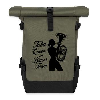 Tuba Queen im Bläser Team - Tubistin - Rolltop Rucksack - Olive/Schwarz - Vorne