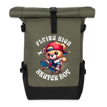 Ours en peluche skateur sur skateboard - Sac à dos roll top - olive/noir - Devant
