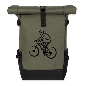 Mountain Biker Drawing - Roll Top Backpack - olive/black - Front