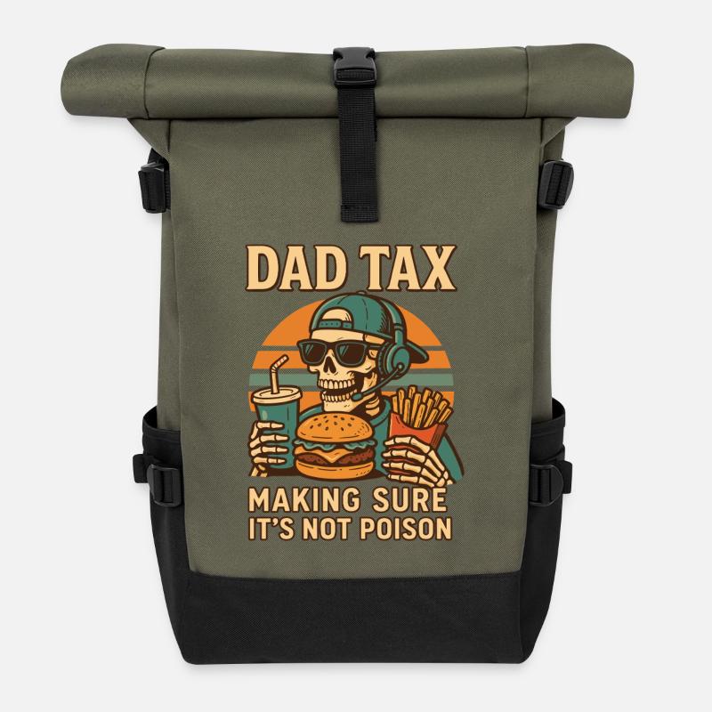 Retro Dad Tax Making Sure It's Not Poison - Rolltop Rucksack - Olive/Schwarz