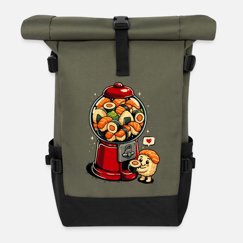 Gumball - Sushis aux boules de gomme - Sac à dos roll top - olive/noir