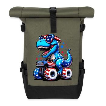 SSW24-T Rex Riding Monster Truck 3 - Roll Top Backpack - olive/black - Front