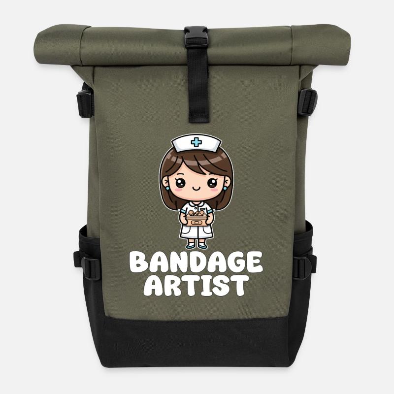 BANDAGE ARTIST - KRANKENSCHWESTER GESCHENK - Rolltop Rucksack - Olive/Schwarz