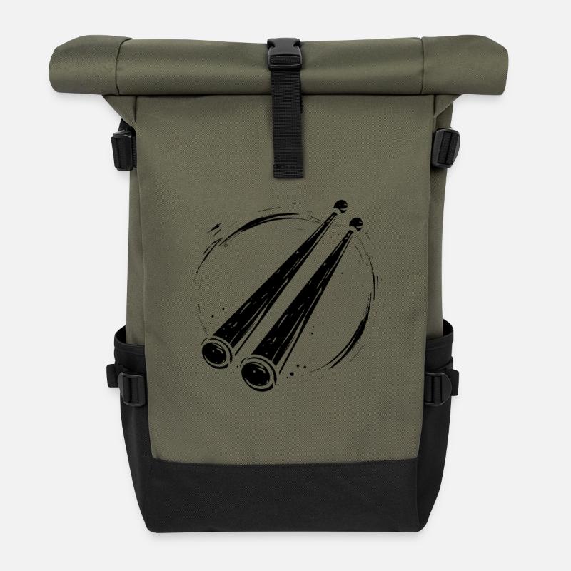 Drumsticks Zeichnung - Rolltop Rucksack - Olive/Schwarz
