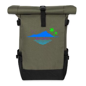 Bora Bora Palmen Insel Meer Traumstrand Souvenir - Rolltop Rucksack - Olive/Schwarz - Vorne