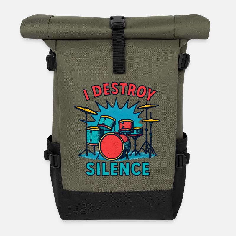 Schlagzeug Schlagzeuger - Rolltop Rucksack - Olive/Schwarz