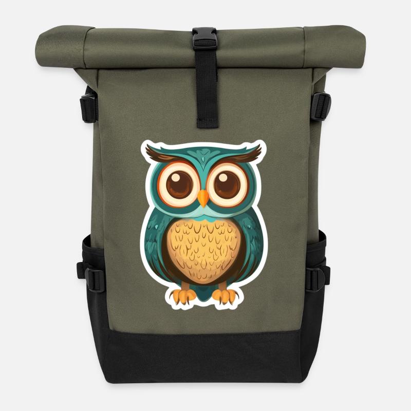 Eule - Rolltop Rucksack - Olive/Schwarz