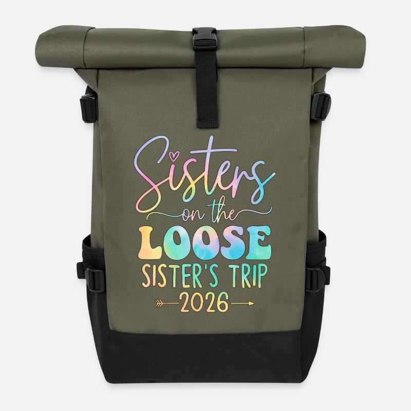 Sisters Trip 2026 Design - Rolltop Rucksack - Olive/Schwarz