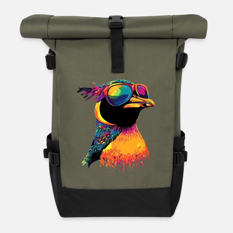 Pinguin Kaiserpinguin Zwergpinguin Süße Pinguine - Rolltop Rucksack - Olive/Schwarz
