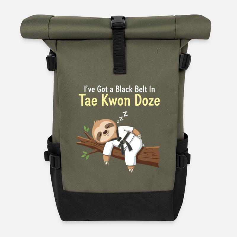 Ich habe einen schwarzen Gürtel in Taekwon Doze - Rolltop Rucksack - Olive/Schwarz